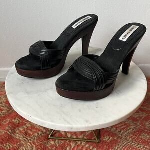 vtg y2k steve madden black wooden stiletto heels